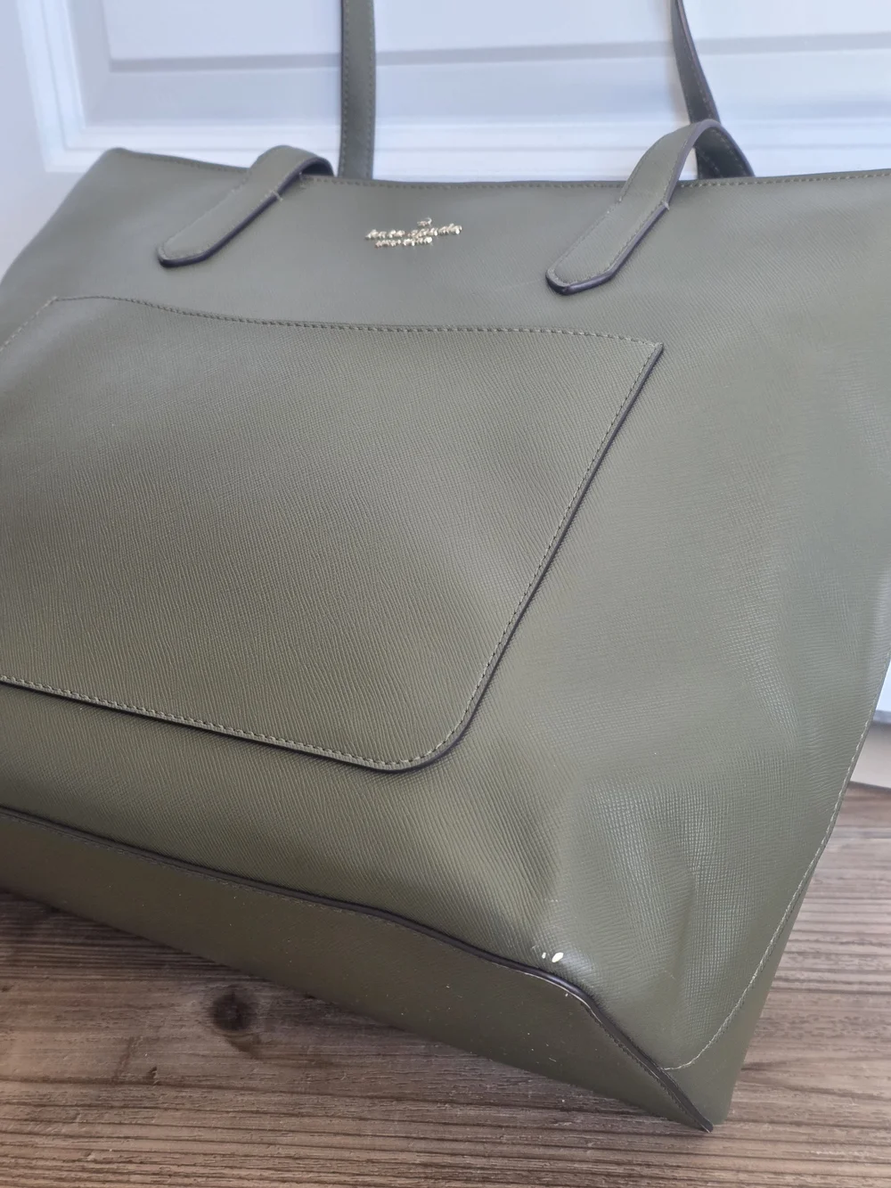 Kate Spade New York Olive Green Leather Tote Bag